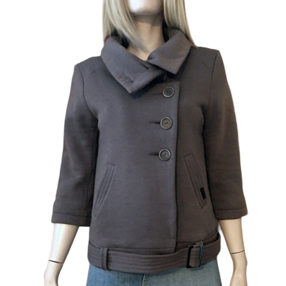 ARITZIA Community Asymmetrical Button Down Buckled Moto Bomber Jacket Mauve - Picture 2 of 16